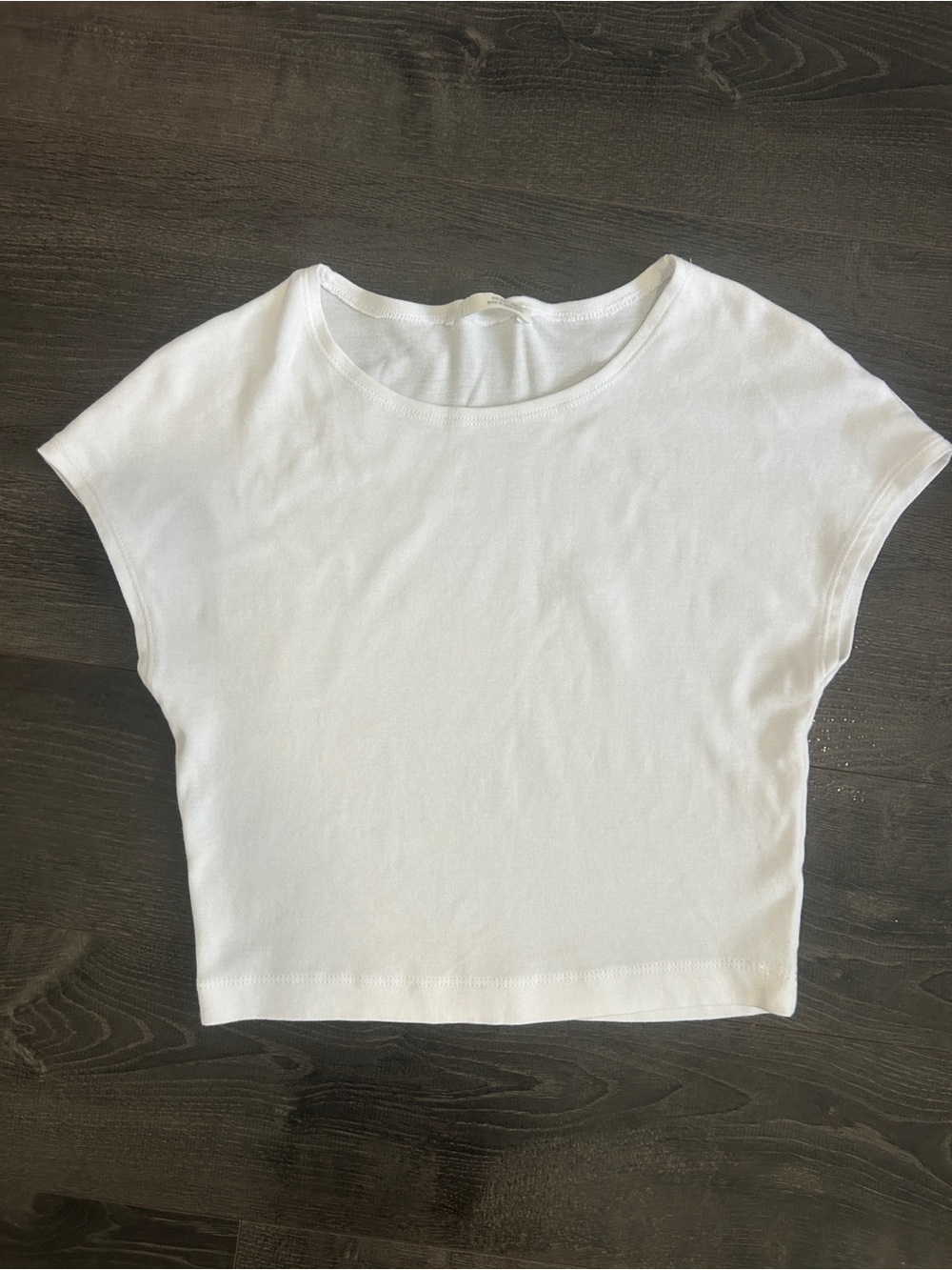 Zara White Cap Sleeve Crop Top Basic Tee /Size L